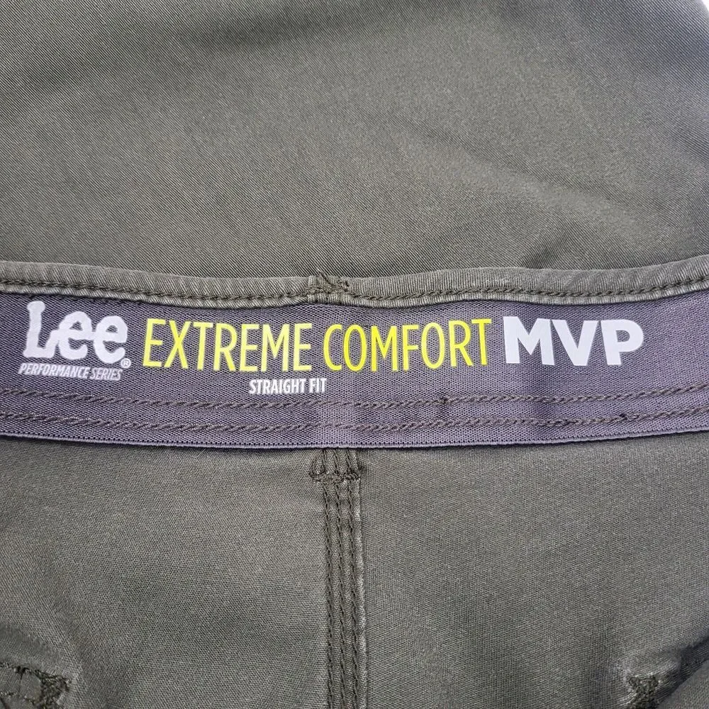 LEE Extreme Comfort MVP Pants Mens 40x29 Green‎ Stretch Relaxed Fit Work Chino